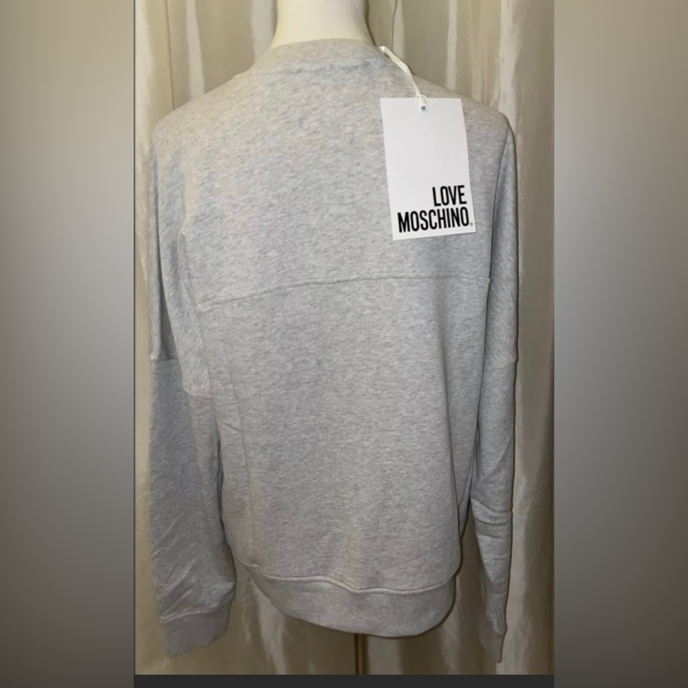 NEW Love Moschino Women’s Painted Logo Sweatshirt Gray/Black Size IT48/US12🖤 - Picture 8 of 12